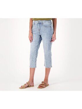 NYDJ Capri Jeans Size 0 Curves 360 Slim Straight Cropped Charmed Light Wash NEW